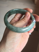 Load image into Gallery viewer, 54.5mm certified 100% natural dark green black jadeite jade bangle AS87-7064