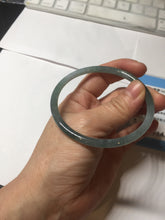 Load image into Gallery viewer, 59mm Certified Type A 100% Natural light green/blue/gray with flying snow Guatemala slim round cut Jadeite bangle PD64-1482