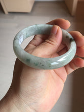 Load image into Gallery viewer, 54.5mm Certified 100% natural Type A white with green floating flowers jadeite jade bangle BN19-7053