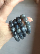 Load image into Gallery viewer, 9/10mm 100% Natural black sesame paste(芝麻糊青花) vintage style nephrite Jade bead bracelet HN30