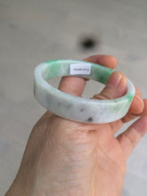 Load image into Gallery viewer, 52.5mm Certified type A 100% Natural sunny green/purple/white square Jadeite Jade bangle AT87-4715