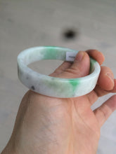 Load image into Gallery viewer, 52.5mm Certified type A 100% Natural sunny green/purple/white square Jadeite Jade bangle AT87-4715