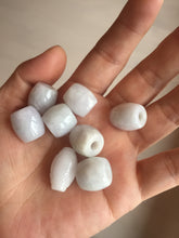 Load image into Gallery viewer, Type A 100% Natural white/light purple olive shape Jadeite Jade LuluTong (Every road is smooth) bead pendant BK108