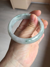 Load image into Gallery viewer, 54.5mm Certified 100% natural Type A white with green floating flowers jadeite jade bangle BN19-7053