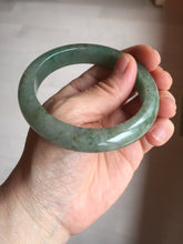 Load image into Gallery viewer, 57.2mm certified Type A 100% Natural icy watery dark green gray Jadeite Jade bangle PC14-0371