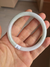 Load image into Gallery viewer, 54.5mm Certified type A 100% Natural light green white purple slim round cut Jadeite bangle BN20-9106