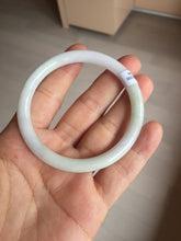 Load image into Gallery viewer, 54.5mm Certified type A 100% Natural light green white purple slim round cut Jadeite bangle BN20-9106