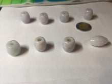 Load image into Gallery viewer, Type A 100% Natural white/light purple olive shape Jadeite Jade LuluTong (Every road is smooth) bead pendant BK108