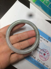 Load image into Gallery viewer, 53.6mm Certified 100% natural Type A light green/gray round cut jadeite jade bangle AX72-6947