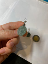 Load image into Gallery viewer, 100% natural icy watery dark green/gray jadeite jade safe and sound couple pendant pair BG4