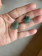 Load image into Gallery viewer, 100% natural icy watery dark green/gray jadeite jade safe and sound couple pendant pair BG4