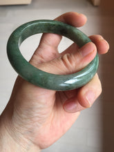 Load image into Gallery viewer, 56.8mm Certified 100% natural Type A oily dark green/ gray (老油青) jadeite jade bangle PC1-0375