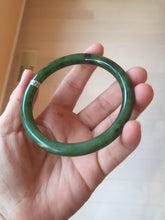 Load image into Gallery viewer, 62mm certified 100% Natural dark green/black round cut nephrite (碧玉) bangle HN20-9149