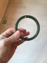 Load image into Gallery viewer, 62mm certified 100% Natural dark green/black round cut nephrite (碧玉) bangle HN20-9149