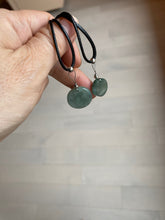 Load image into Gallery viewer, 100% natural icy watery dark green/gray jadeite jade safe and sound couple pendant pair BG4