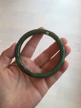 Load image into Gallery viewer, 62mm certified 100% Natural dark green/black round cut nephrite (碧玉) bangle HN20-9149
