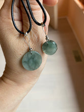 Load image into Gallery viewer, 100% natural icy watery dark green/gray jadeite jade safe and sound couple pendant pair BG4