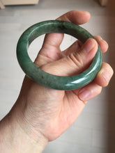 Load image into Gallery viewer, 56.8mm Certified 100% natural Type A oily dark green/ gray (老油青) jadeite jade bangle PC1-0375