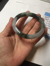 Load image into Gallery viewer, 58mm Certificated icy watery dark green/black/white seaweed jadeite jade bangle S82-7077