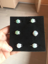 Load image into Gallery viewer, 100% natural type A icy watery green dark green four-prong jadeite jade ring group AA92