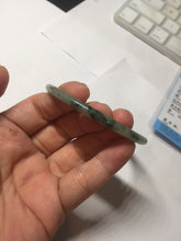 Load image into Gallery viewer, 55.6mm Certified Type A 100% Natural green/black/gray with dark green floating flowers slim round cut Jadeite bangle PD66-5766