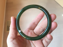 Load image into Gallery viewer, 60mm certified 100% Natural dark green/black round cut nephrite (碧玉) bangle HN19-9158