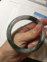 Load image into Gallery viewer, 58mm Certificated icy watery dark green/black/white seaweed jadeite jade bangle S82-7077