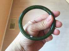 Load image into Gallery viewer, 60mm certified 100% Natural dark green/black round cut nephrite (碧玉) bangle HN19-9158