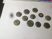 Load image into Gallery viewer, 23.3-28mm 100% natural light green/yellow/gray carved sunflower jadeite jade beads (supplies, add-on items) AY42