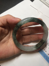 Load image into Gallery viewer, 58mm Certificated icy watery dark green/black/white seaweed jadeite jade bangle S82-7077
