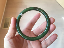 Load image into Gallery viewer, 62mm certified 100% Natural dark green/black round cut nephrite (碧玉) bangle HN17-9162