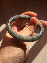 Load image into Gallery viewer, 49mm certified Type A 100% Natural icy watery yellow black(WuJi) oval Jadeite Jade bangle BM115-2675