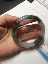 Load image into Gallery viewer, 58mm Certificated icy watery dark green/black/white seaweed jadeite jade bangle S82-7077