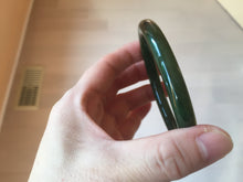 Load image into Gallery viewer, 62mm certified 100% Natural dark green/black round cut nephrite (碧玉) bangle HN17-9162