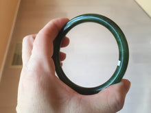 Load image into Gallery viewer, 62mm certified 100% Natural dark green/black round cut nephrite (碧玉) bangle HN17-9162