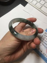 Load image into Gallery viewer, 58mm Certificated icy watery dark green/black/white seaweed jadeite jade bangle S82-7077