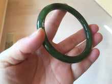 Load image into Gallery viewer, 62mm certified 100% Natural dark green/black round cut nephrite (碧玉) bangle HN17-9162
