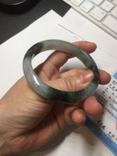 Load image into Gallery viewer, 58mm Certificated icy watery dark green/black/white seaweed jadeite jade bangle S82-7077