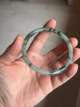 Load image into Gallery viewer, 55.6mm Certified Type A 100% Natural green/black/gray with dark green floating flowers slim round cut Jadeite bangle PD66-5766