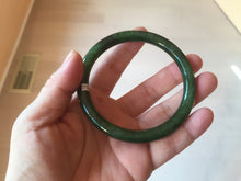 Load image into Gallery viewer, 62mm certified 100% Natural dark green/black round cut nephrite (碧玉) bangle HN17-9162