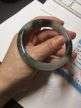 Load image into Gallery viewer, 58mm Certificated icy watery dark green/black/white seaweed jadeite jade bangle S82-7077