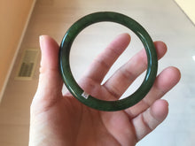 Load image into Gallery viewer, 62mm certified 100% Natural dark green/black round cut nephrite (碧玉) bangle HN17-9162