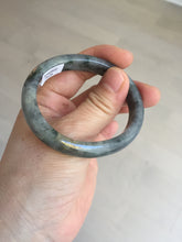 Load image into Gallery viewer, 49mm certified Type A 100% Natural icy watery yellow black(WuJi) oval Jadeite Jade bangle BM115-2675