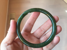 Load image into Gallery viewer, 62mm certified 100% Natural dark green/black round cut nephrite (碧玉) bangle HN18-9161