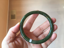 Load image into Gallery viewer, 62mm certified 100% Natural dark green/black round cut nephrite (碧玉) bangle HN18-9161