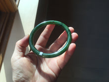 Load image into Gallery viewer, 62mm certified 100% Natural dark green/black round cut nephrite (碧玉) bangle HN18-9161