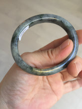 Load image into Gallery viewer, 49mm certified Type A 100% Natural icy watery yellow black(WuJi) oval Jadeite Jade bangle BM115-2675