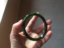 Load image into Gallery viewer, 62mm certified 100% Natural dark green/black round cut nephrite (碧玉) bangle HN16-9150