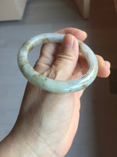 Load image into Gallery viewer, 54.5mm Certified type A 100% Natural light green brown with floating Osmanthus flowers Jadeite bangle PB247-(2795)