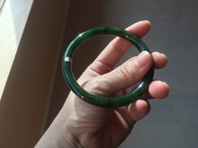 Load image into Gallery viewer, 62mm certified 100% Natural dark green/black round cut nephrite (碧玉) bangle HN16-9150